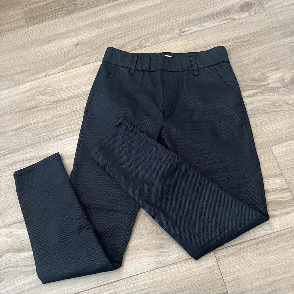 Bevy Flog Dafna Women's Pull on Black Elastic Waist Striped Pants Size 28